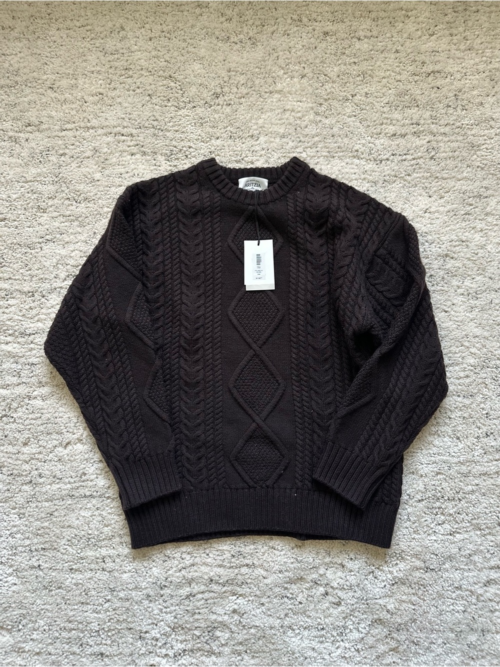 Aritzia Heritage Knit Merino Wool Sweater Rich Mocha Brown